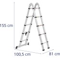 Drabina teleskopowa składana z aluminium 12 stopni 0.85-1.85/3.8 m