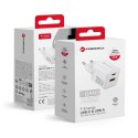 Ładowarka Sieciowa Forcell USBC + USBA 25W GaN III PD i QC 4.0 biała mini
