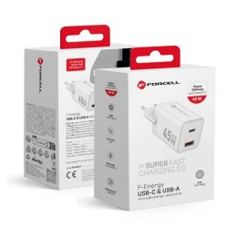 Ładowarka Sieciowa Forcell USBC + USBA 45W GaN III PD i QC 4.0 biała mini