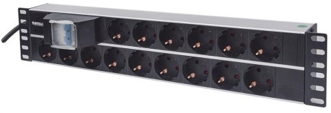 INTELLINET Listwa zasilająca 19" 2U, 15x Schuko, kabel 3 m Schuko, 2x wyłącznik auto 714051