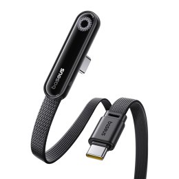 Kabel przewód kątowy z podświetlaną końcówką USB-C 100W 1m - czarny