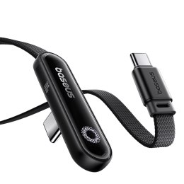 Kabel przewód kątowy z podświetlaną końcówką USB-C 100W 1m - czarny