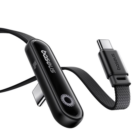 Kabel przewód kątowy z podświetlaną końcówką USB-C 100W 1m - czarny
