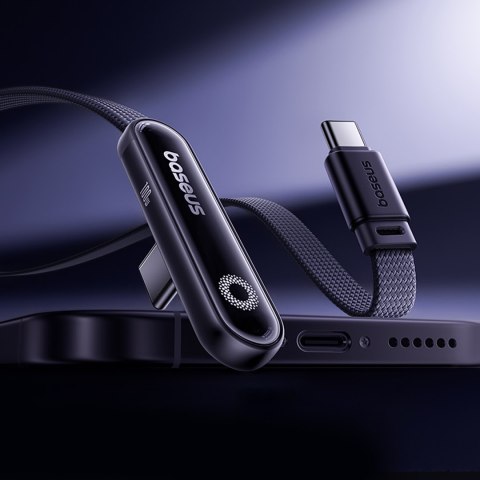 Kabel przewód kątowy z podświetlaną końcówką USB-C 100W 1m - czarny
