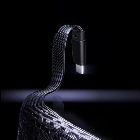 Kabel przewód kątowy z podświetlaną końcówką USB-C 100W 1m - czarny