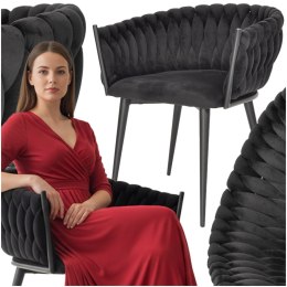 Krzesło Do Salonu Kochni Glamour Welurowe Nowoczesne Czarne Nogi Czarny Welur