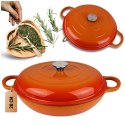 EMALIOWANY GARNEK ŻELIWNY PŁASKI 30cm 3L HAGE ORANGE