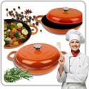 EMALIOWANY GARNEK ŻELIWNY PŁASKI 30cm 3L HAGE ORANGE