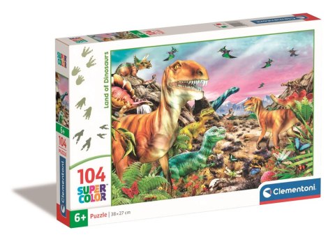 Puzzle 104 Super Color KRAINA DINOZAURÓW Clementoni 25768