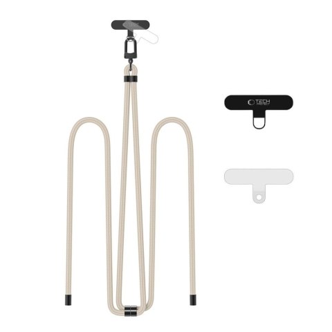 Smycz zawieszka do smartfona z regulowanym sznurkiem - beżowa