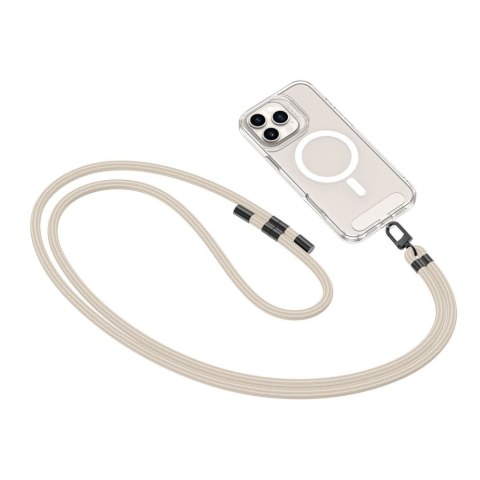 Smycz zawieszka do smartfona z regulowanym sznurkiem - beżowa