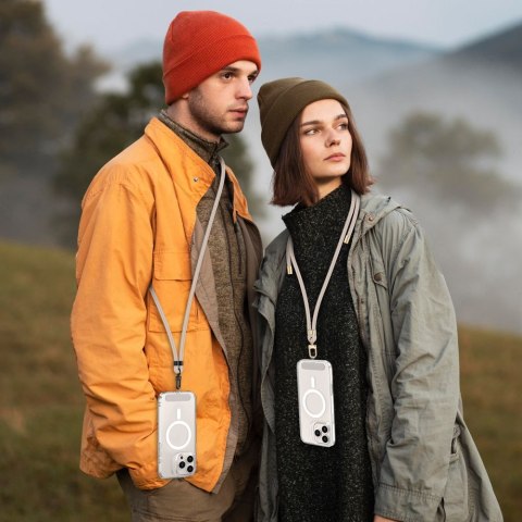 Smycz zawieszka do smartfona z regulowanym sznurkiem - beżowa