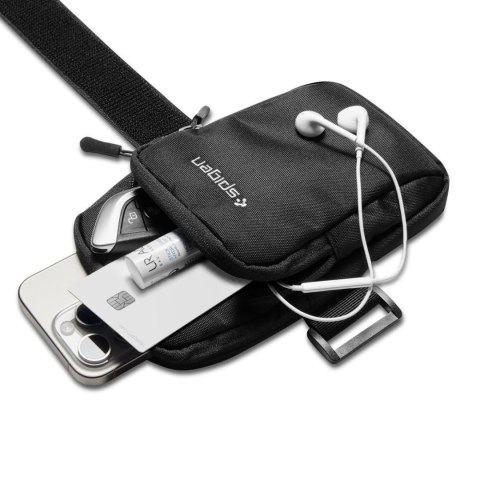 Armband opaska saszetka sportowa na ramię 2 kieszonki - czarny