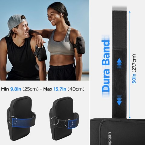 Armband opaska saszetka sportowa na ramię 2 kieszonki - czarny