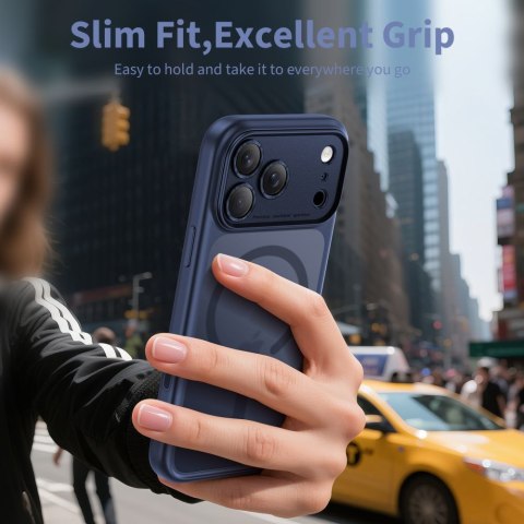 Etui pokrowiec na iPhone 17 Pro Max Magpeak Magsafe CC - granatowy mat