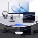 HUB Stacja dokująca 11w1 USB-C HDMI DP USB-A USB-C RJ45 PD mini jack 3.5mm ładowarka EU - szara