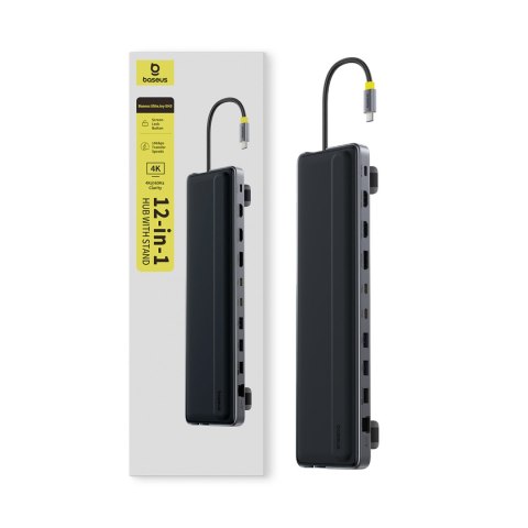 HUB Stacja dokująca 12w1 USB-C HDMI DisplayPort USB-A SD/microSD RJ45 PD - szara