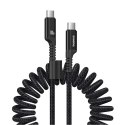 Kabel przewód spiralny USB-C Fish-Eye 100W 1m - czarny