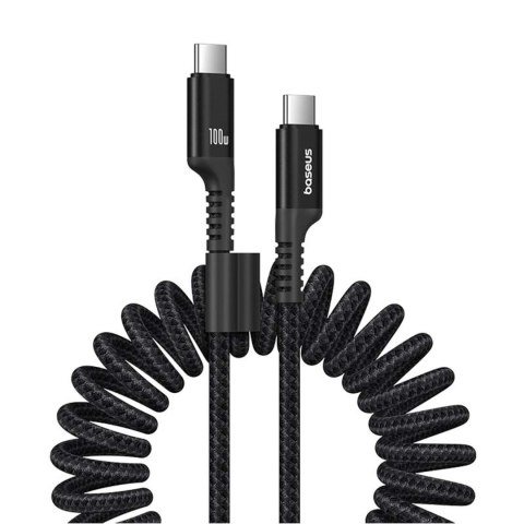 Kabel przewód spiralny USB-C Fish-Eye 100W 1m - czarny