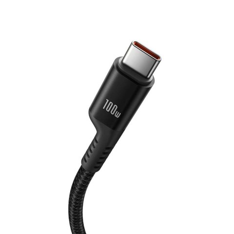 Kabel przewód spiralny USB-C Fish-Eye 100W 1m - czarny