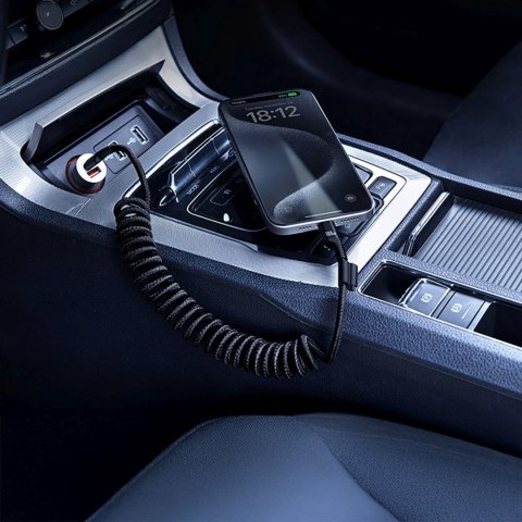 Kabel przewód spiralny USB-C Fish-Eye 100W 1m - czarny