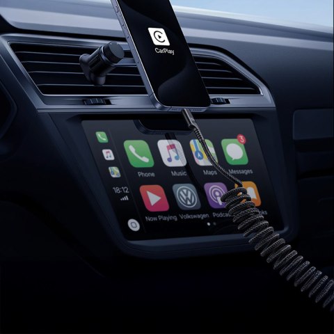 Kabel przewód spiralny USB-C Fish-Eye 100W 1m - czarny