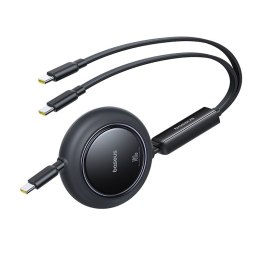 Kabel przewód zwijany 2w1 USB-C 100W 1.2m - czarny