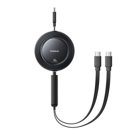 Kabel przewód zwijany 2w1 USB-C 100W 1.2m - czarny