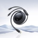 Kabel przewód zwijany 2w1 USB-C 100W 1.2m - czarny