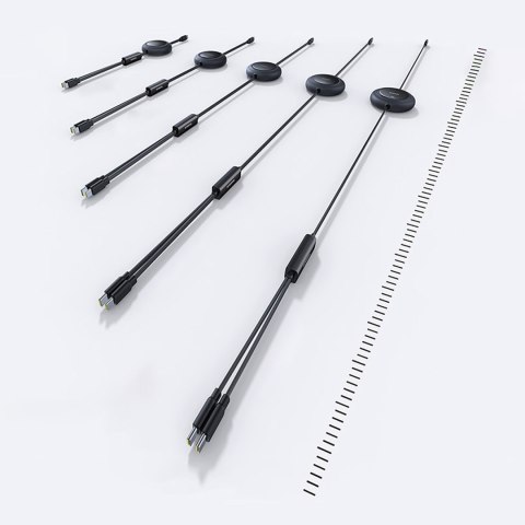 Kabel przewód zwijany 2w1 USB-C 100W 1.2m - czarny