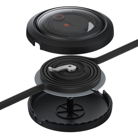 Kabel przewód zwijany 3w1 USB-A - MicroUSB/Lightning/USB-C 100W 1.1m - czarny