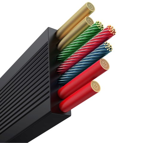 Kabel przewód zwijany 3w1 USB-A - MicroUSB/Lightning/USB-C 100W 1.1m - czarny