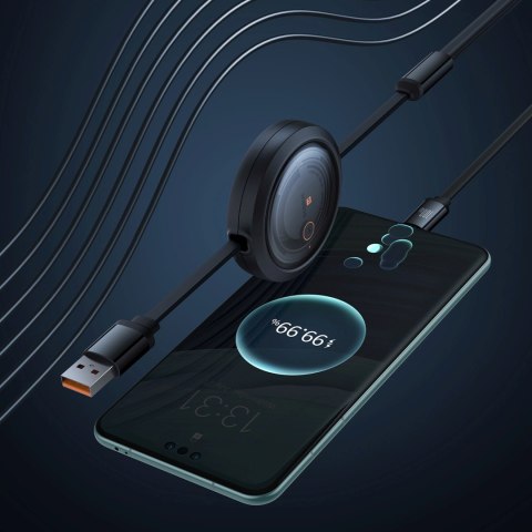 Kabel przewód zwijany 3w1 USB-A - MicroUSB/Lightning/USB-C 100W 1.1m - czarny