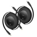 Kabel przewód zwijany USB-C 100W 2m czarny - 2 szt.