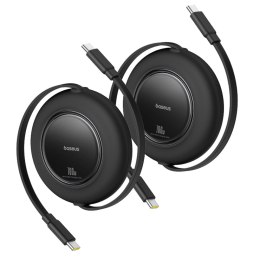 Kabel przewód zwijany USB-C 100W 2m czarny - 2 szt.
