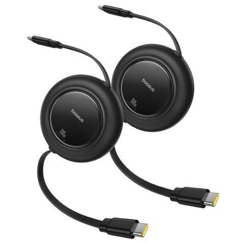 Kabel przewód zwijany USB-C 100W 2m czarny - 2 szt.