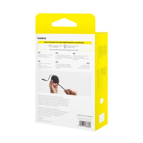 Kabel przewód zwijany USB-C Free2Pull Mini 100W 1.5m - czarny