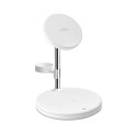 Ładowarka indukcyjna 3w1 ze stojakiem do iPhona AirPods USB-A - biała