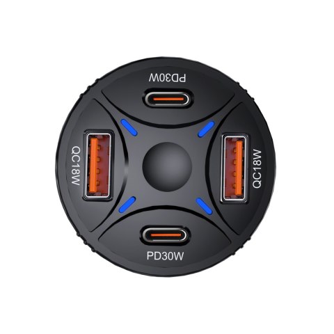 Ładowarka samochodowa 2xUSB-C 2xUSB-A 60W - czarna