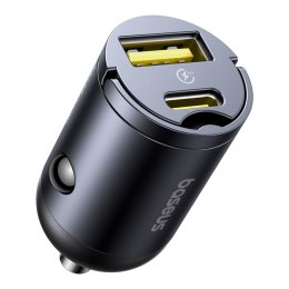 Ładowarka samochodowa USB-A USB-C 30W - czarna