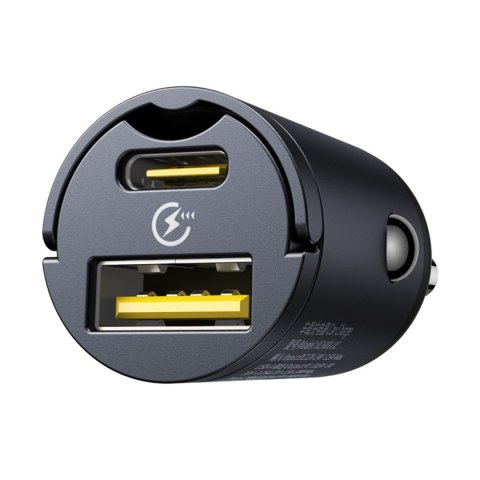 Ładowarka samochodowa USB-A USB-C 30W - czarna
