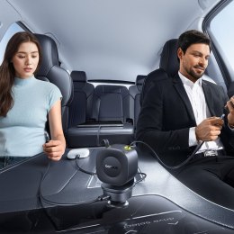 Ładowarka samochodowa USB-C USB-A ze zwijanymi kablami USB-C 60W - czarna