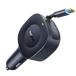 Ładowarka samochodowa USB-C ze zwijanym kablem USB-C 30W - czarna