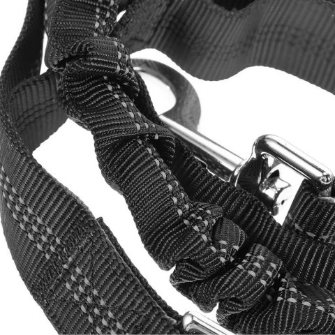 Pas biodrowy do biegania z psem z saszetką elastyczną smyczą - czarny