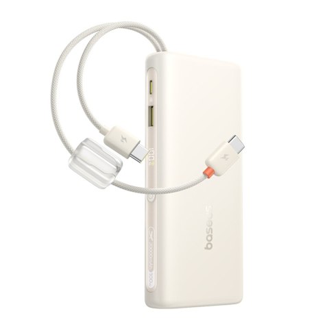 Powerbank 20000mAh 100W z wyświetlaczem dwoma kablami USB-C - beżowy