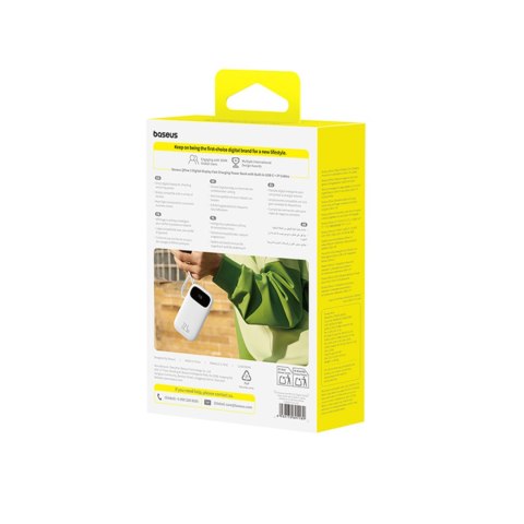 Powerbank 10000mAh z wyświetlaczem wbudowanymi kablami EnerFill FC31 22.5W - biały