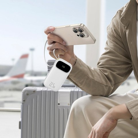 Powerbank 10000mAh z wyświetlaczem wbudowanymi kablami EnerFill FC31 22.5W - biały