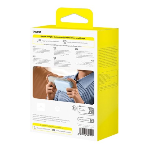 Powerbank indukcyjny 10000mAh 22.5W MagSafe z kablem USB-C 20V/3A 0.3m - fioletowy