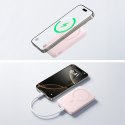 Powerbank indukcyjny 10000mAh 22.5W MagSafe z kablem USB-C 20V/3A 0.3m - różowy
