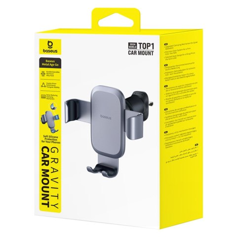 Uchwyt samochodowy grawitacyjny do smartfona na kratkę nawiewu - szary